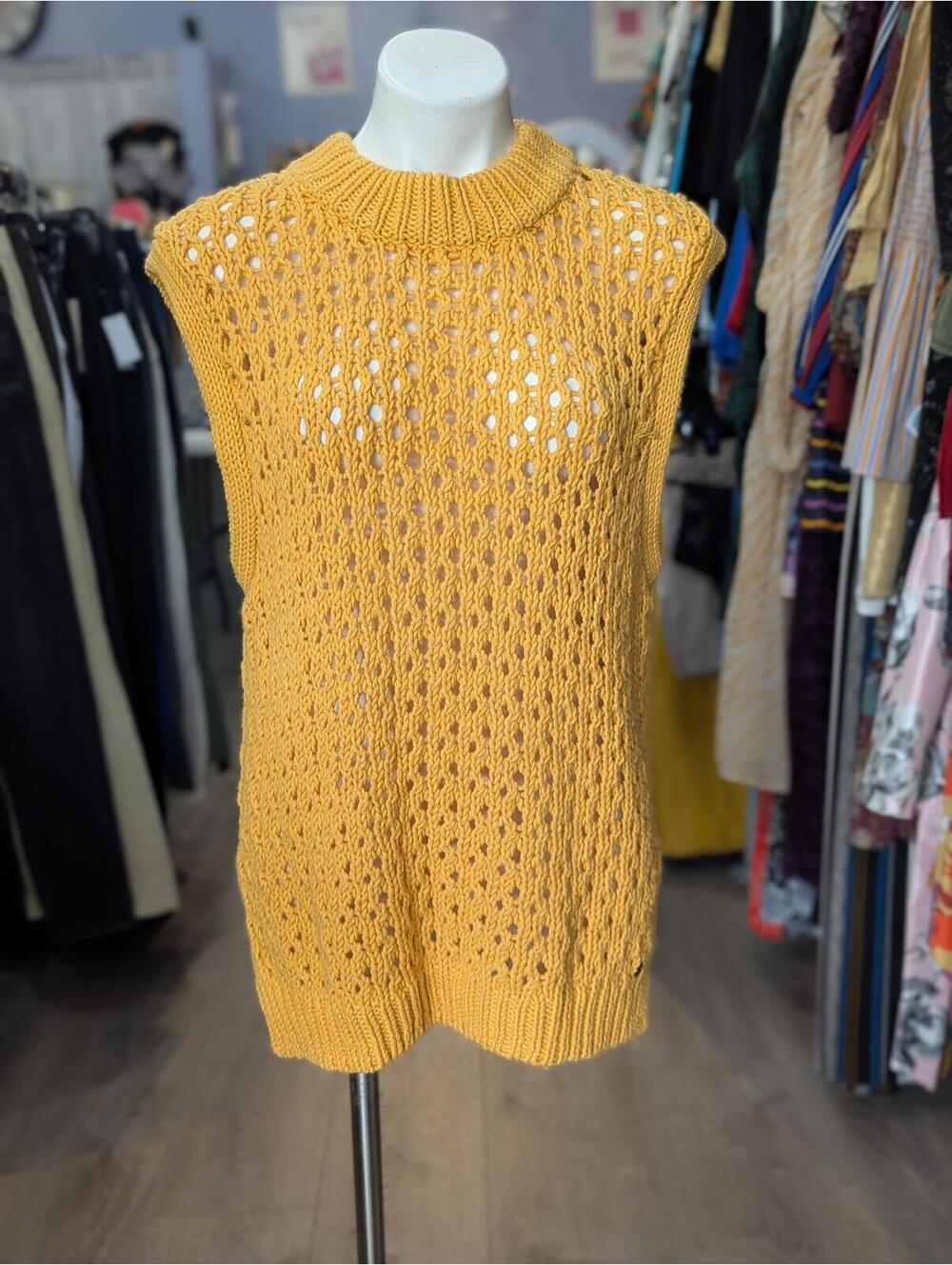 Wavy Vibe Open Knit Sleeveless Sweater